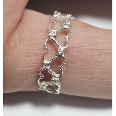 ANILLO DE PLATA CORAZONES.