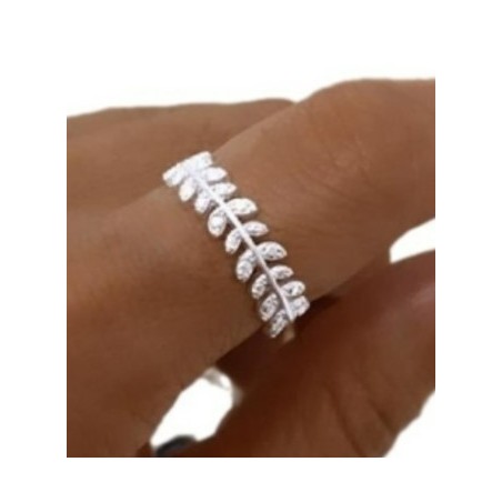 ANILLO DE PLATA HOJAS.