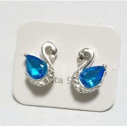 AROS DE PLATA CISNE CON PIEDRA